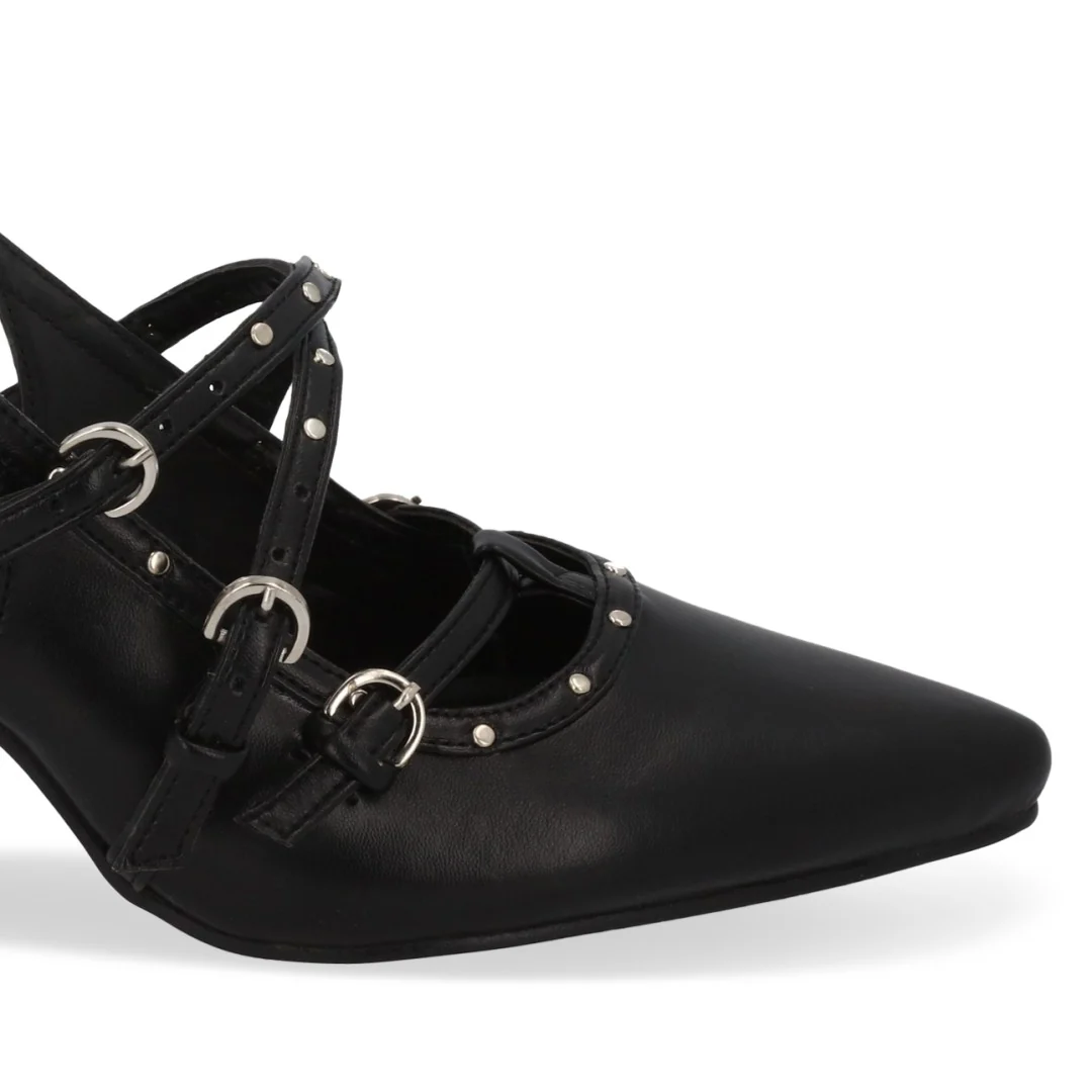 ZAPATILLA DE TACÓN NEGRO CON HEBILLAS 94994 - Image 6