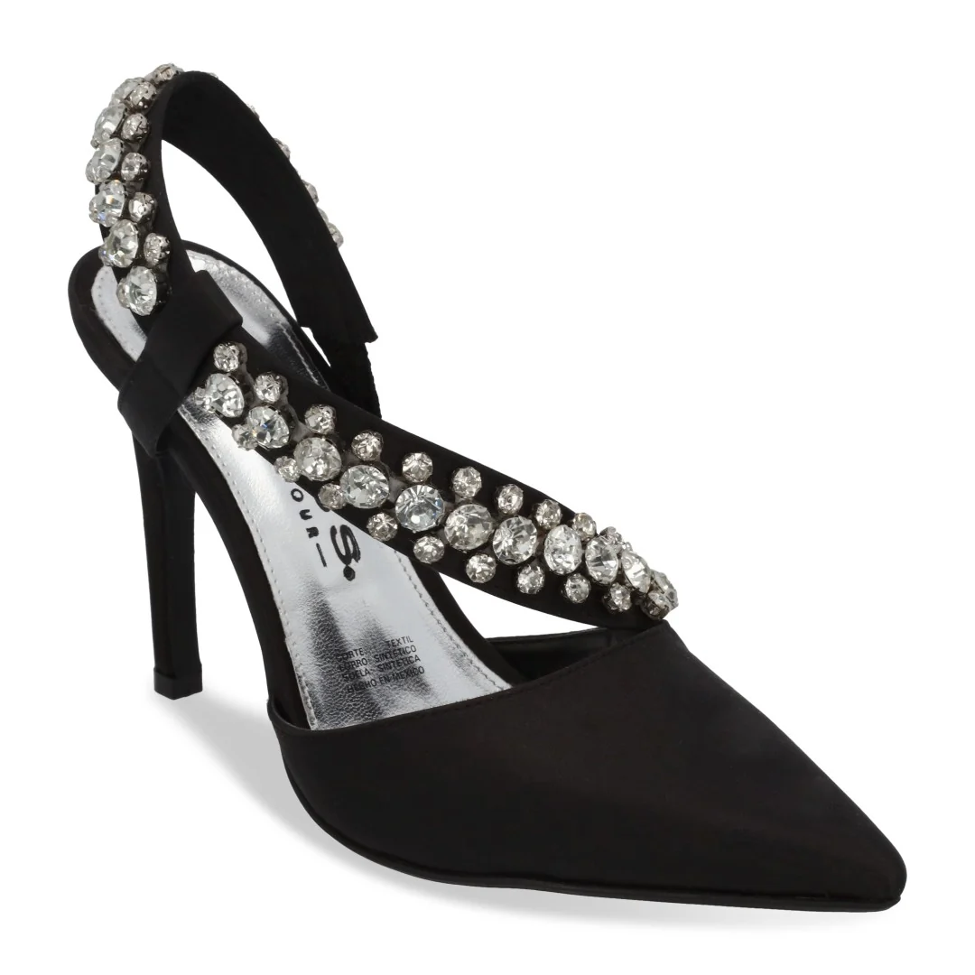 ZAPATILLA DE TACÓN NEGRO CON PEDRERÍA 04088