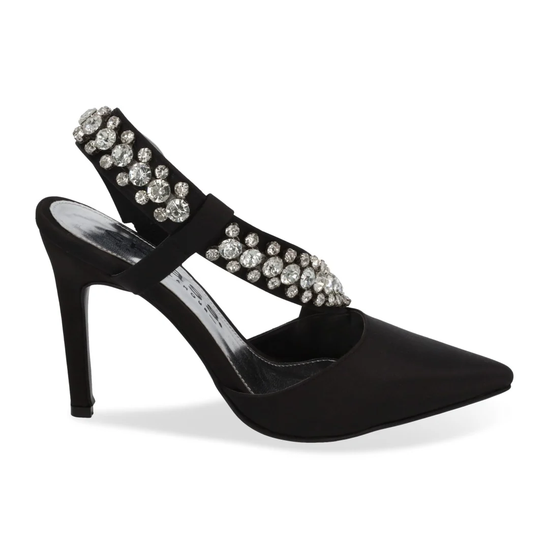 ZAPATILLA DE TACÓN NEGRO CON PEDRERÍA 04088 - Image 2
