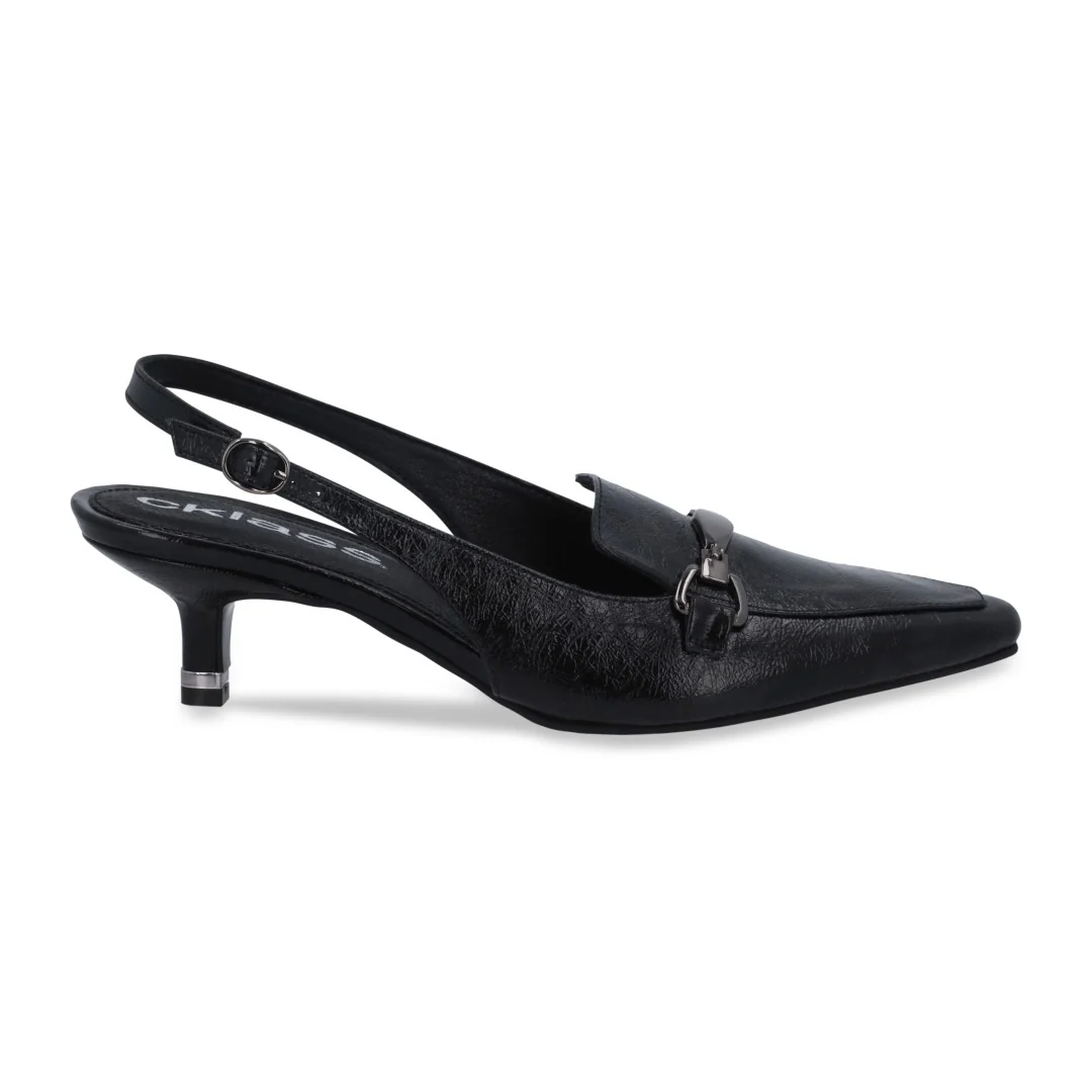 ZAPATILLA DE TACÓN NEGRO DESTALONADA CON LÁTIGO 73151 - Image 2