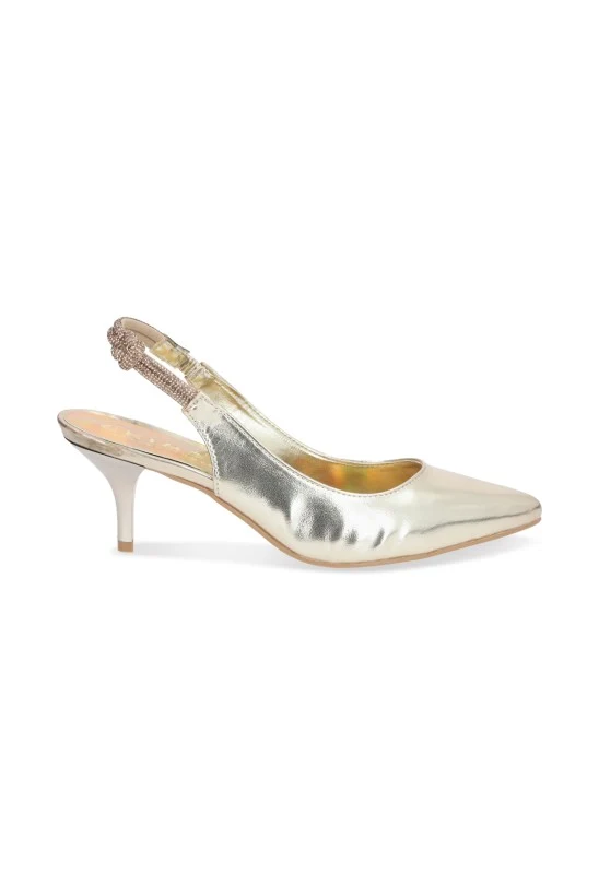 ZAPATILLA DE TACÓN ORO CON ADORNO 21409 - Image 2