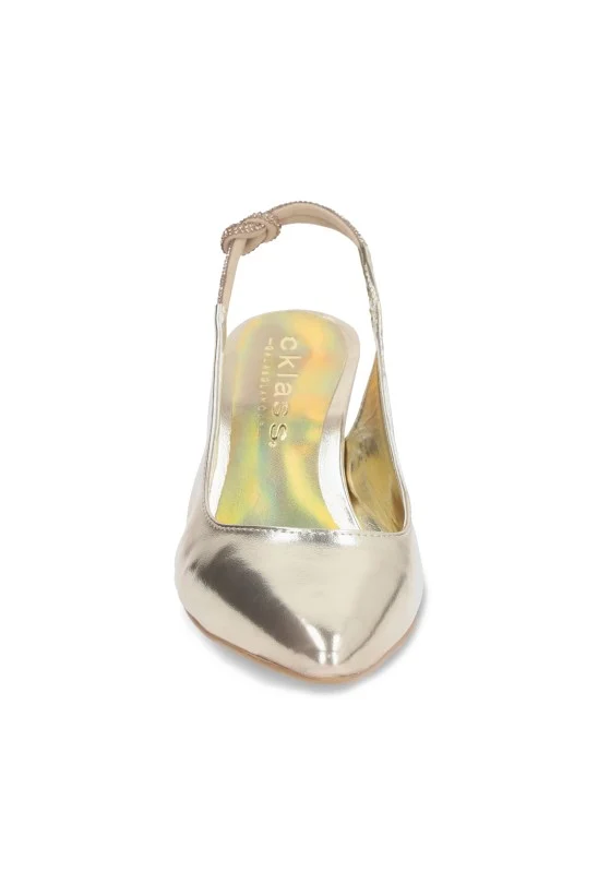 ZAPATILLA DE TACÓN ORO CON ADORNO 21409 - Image 3