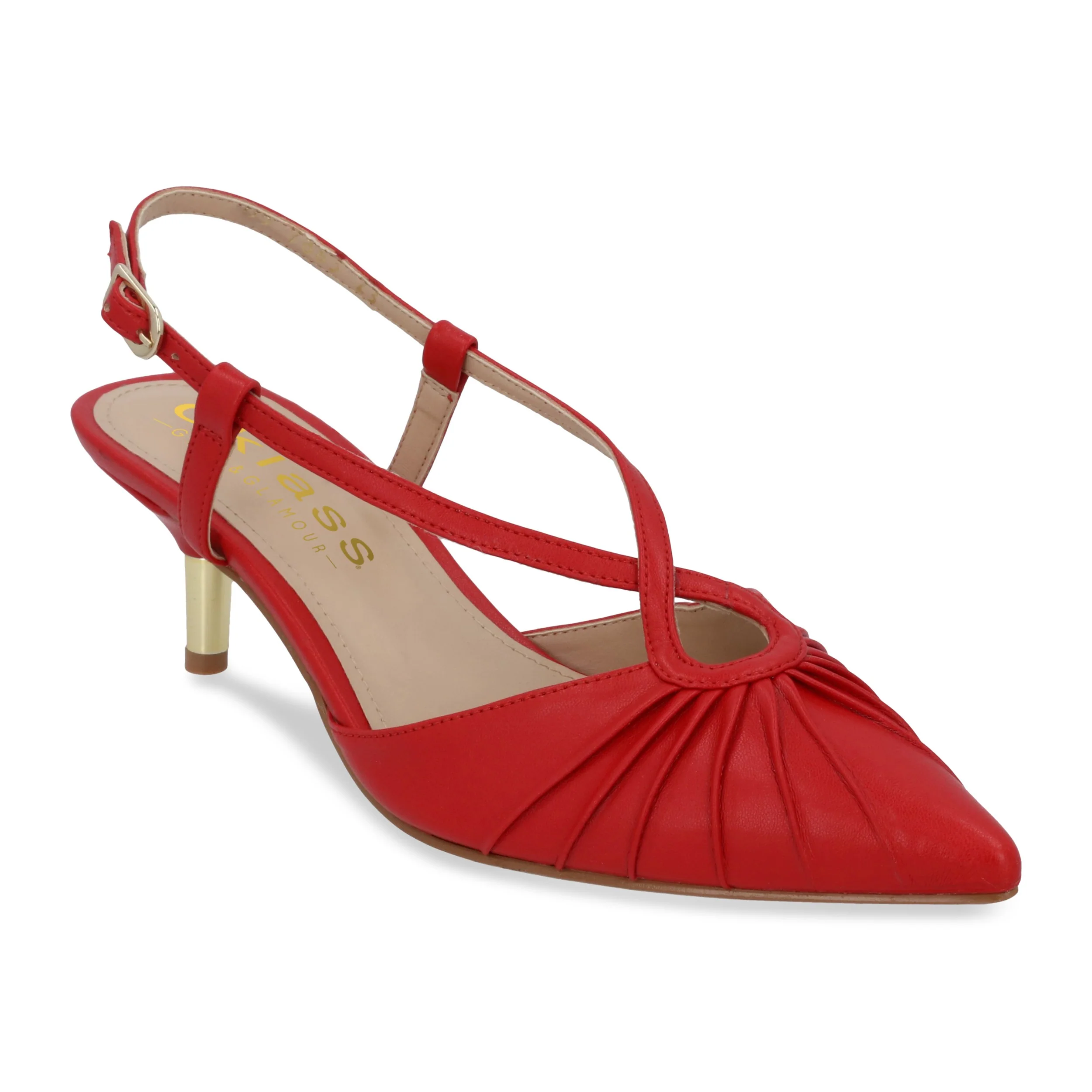ZAPATILLA DE TACÓN ROJO 5CM MUJER CON DETALLE METÁLICO 08635