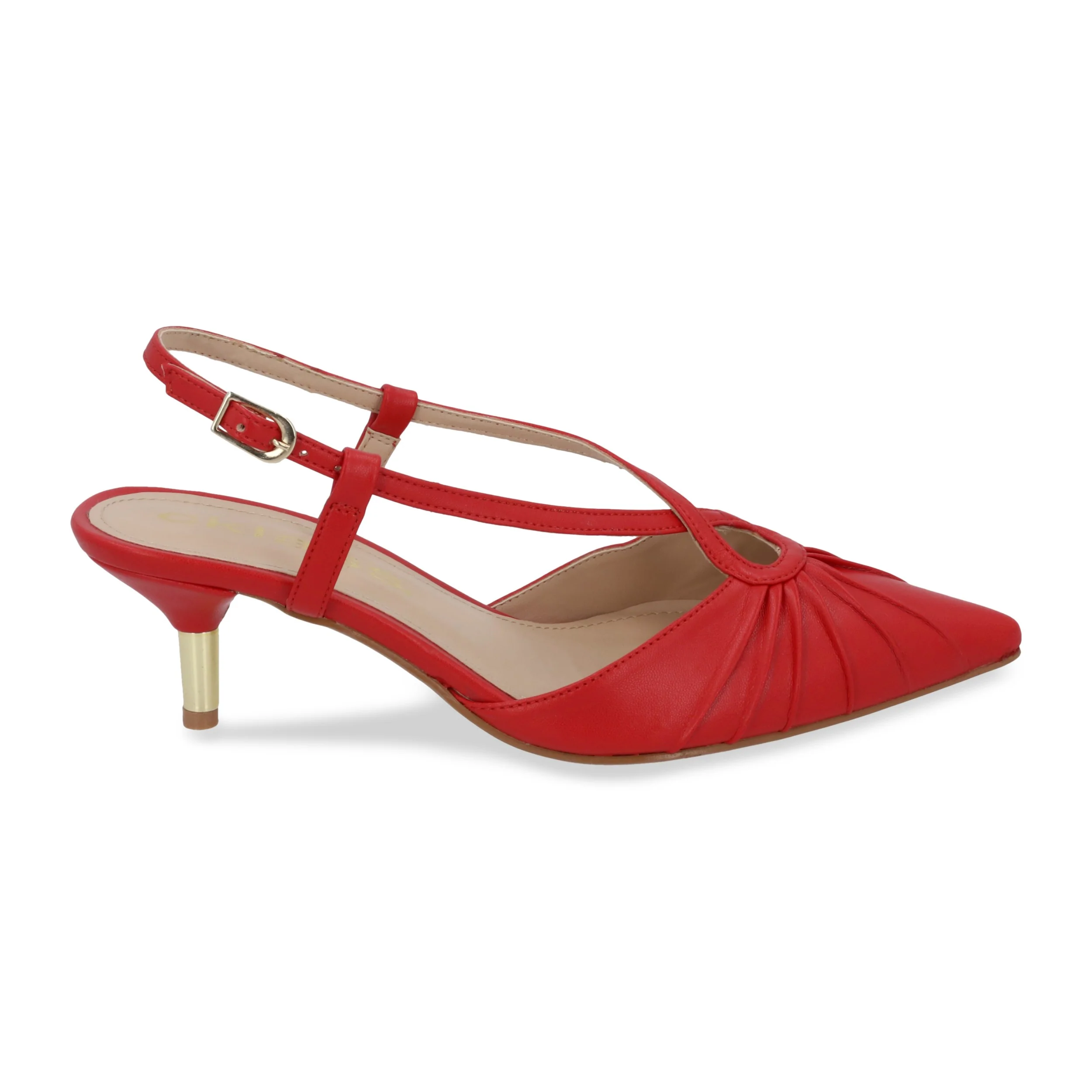 ZAPATILLA DE TACÓN ROJO 5CM MUJER CON DETALLE METÁLICO 08635 - Image 2