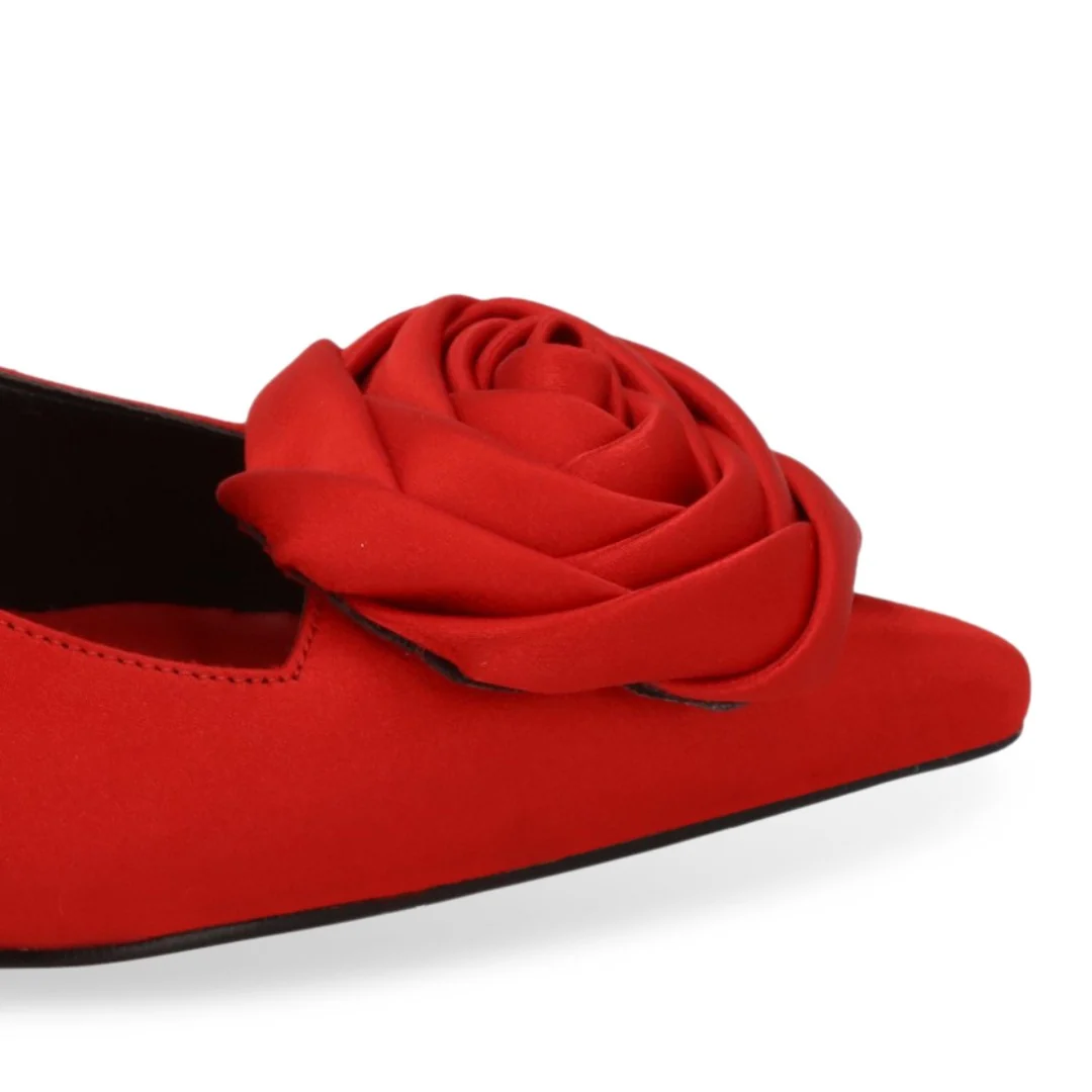 ZAPATILLA DE TACÓN ROJO CON FLOR 05050 - Image 6