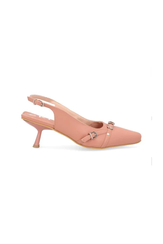 ZAPATILLA DE TACÓN ROSA Y ROJO CON HEBILLA 29130 - Image 2