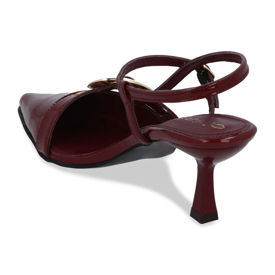 ZAPATILLA DE TACÓN TINTO CON HEBILLAS 22684 - Image 4