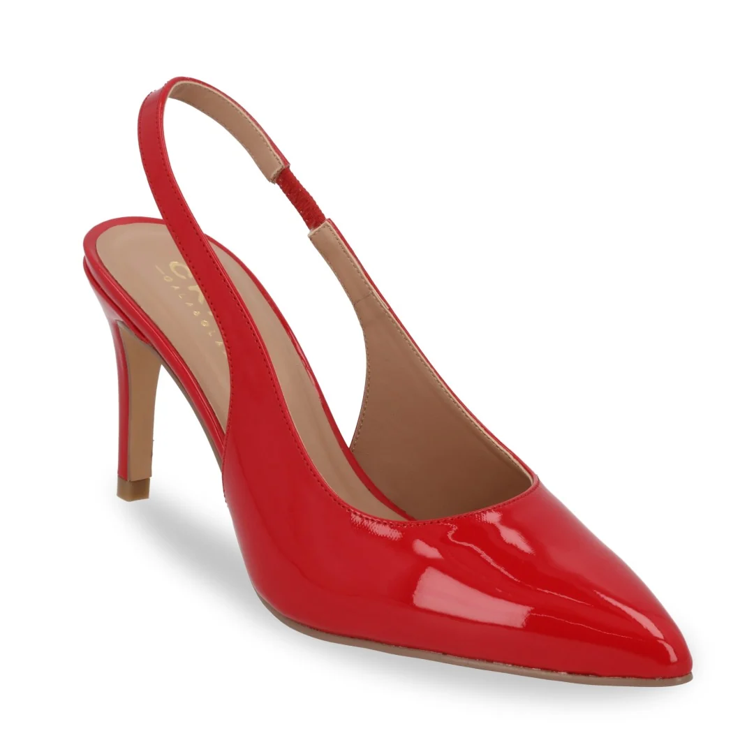 ZAPATILLA TACÓN AZUL, ROJO Y BEIGE ACABADO CHAROL 04742