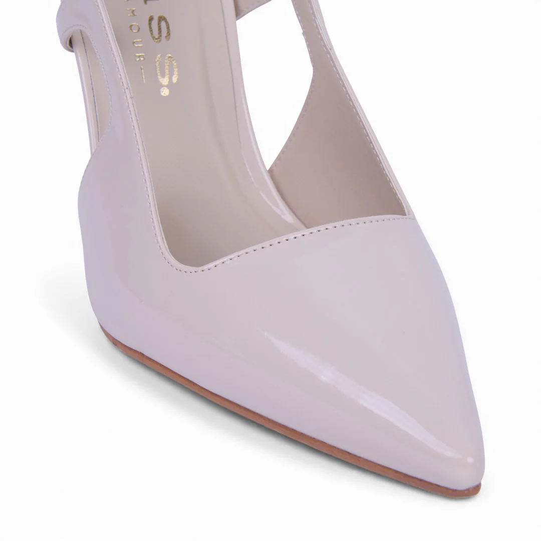 ZAPATILLA TACÓN IVORY Y NEGRO DETALLE DORADO 04746 - Image 7