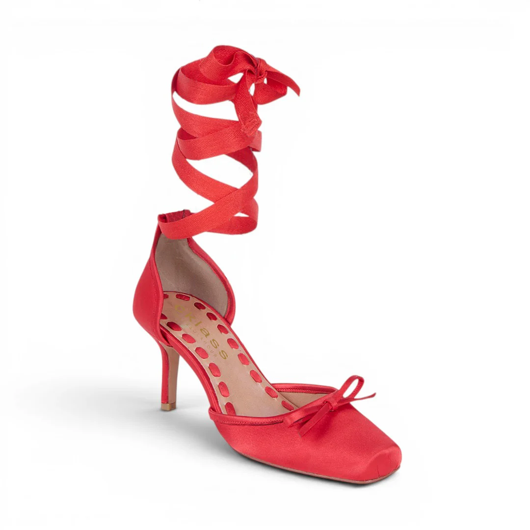 ZAPATILLA TIPO BALLET CON MOÑO ROJO 05065
