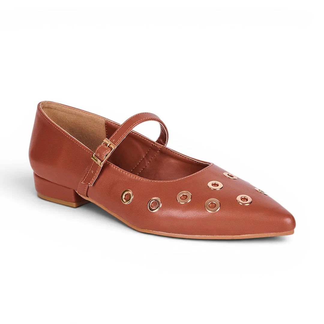 ZAPATILLA TRENDY CON ESTOPEROLES MIEL 77613
