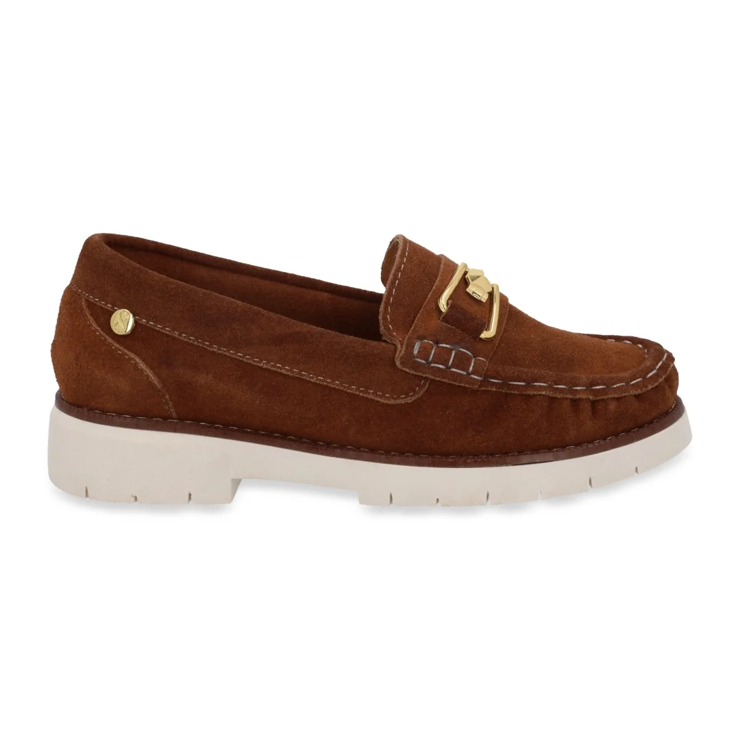 ZAPATO CASUAL MIEL DE GAMUZA CON HERRAJE 04144