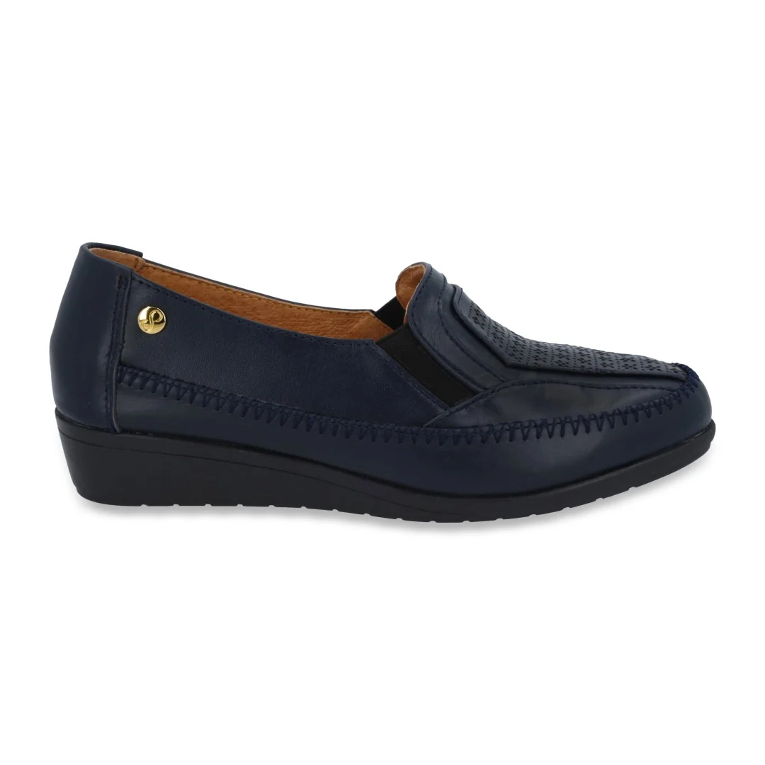 ZAPATO DE PISO MARINO DE PIEL CON DETALLE LÁSER 64476 - Image 2