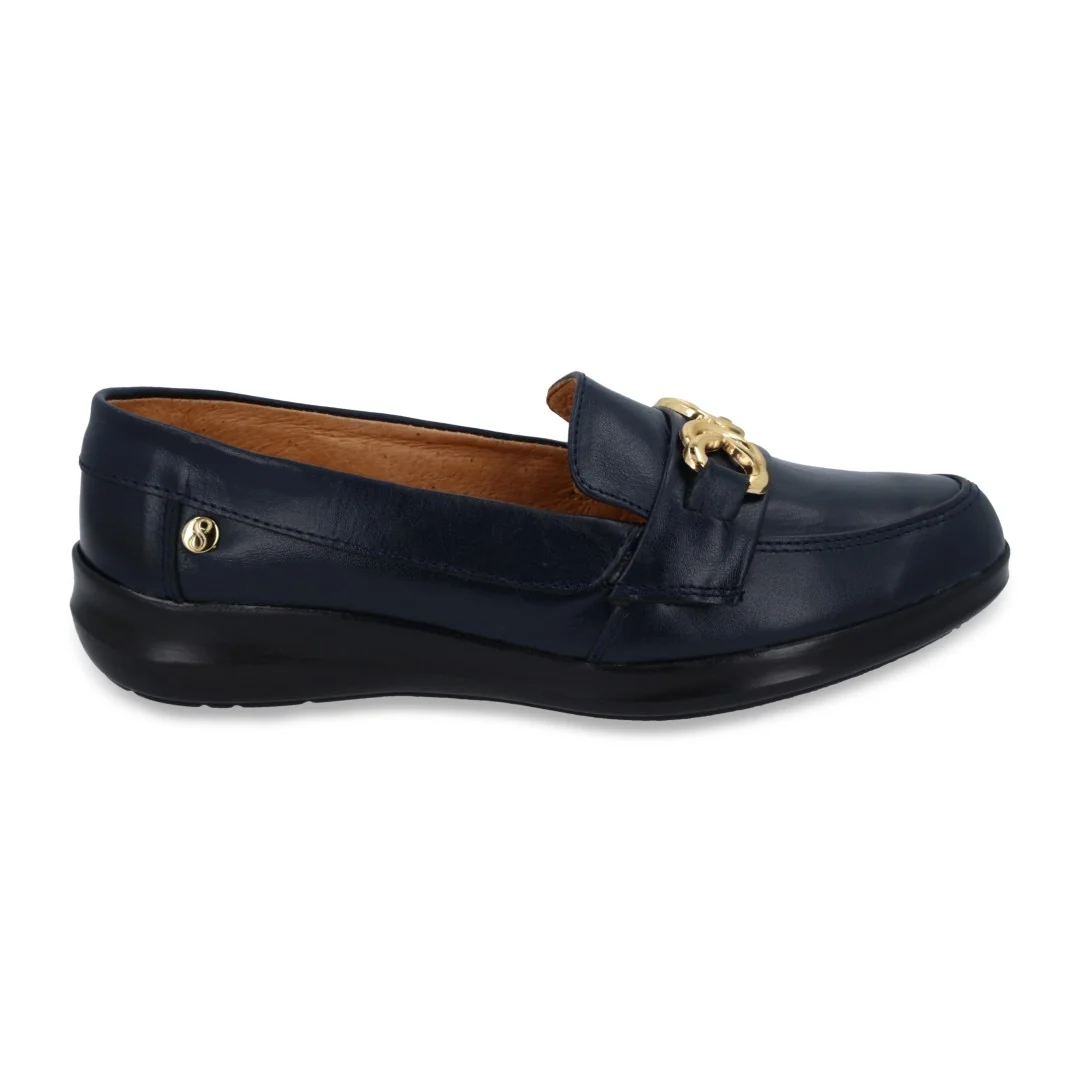 ZAPATO DE PISO MARINO DE PIEL CON HERRAJE 64469 - Image 2
