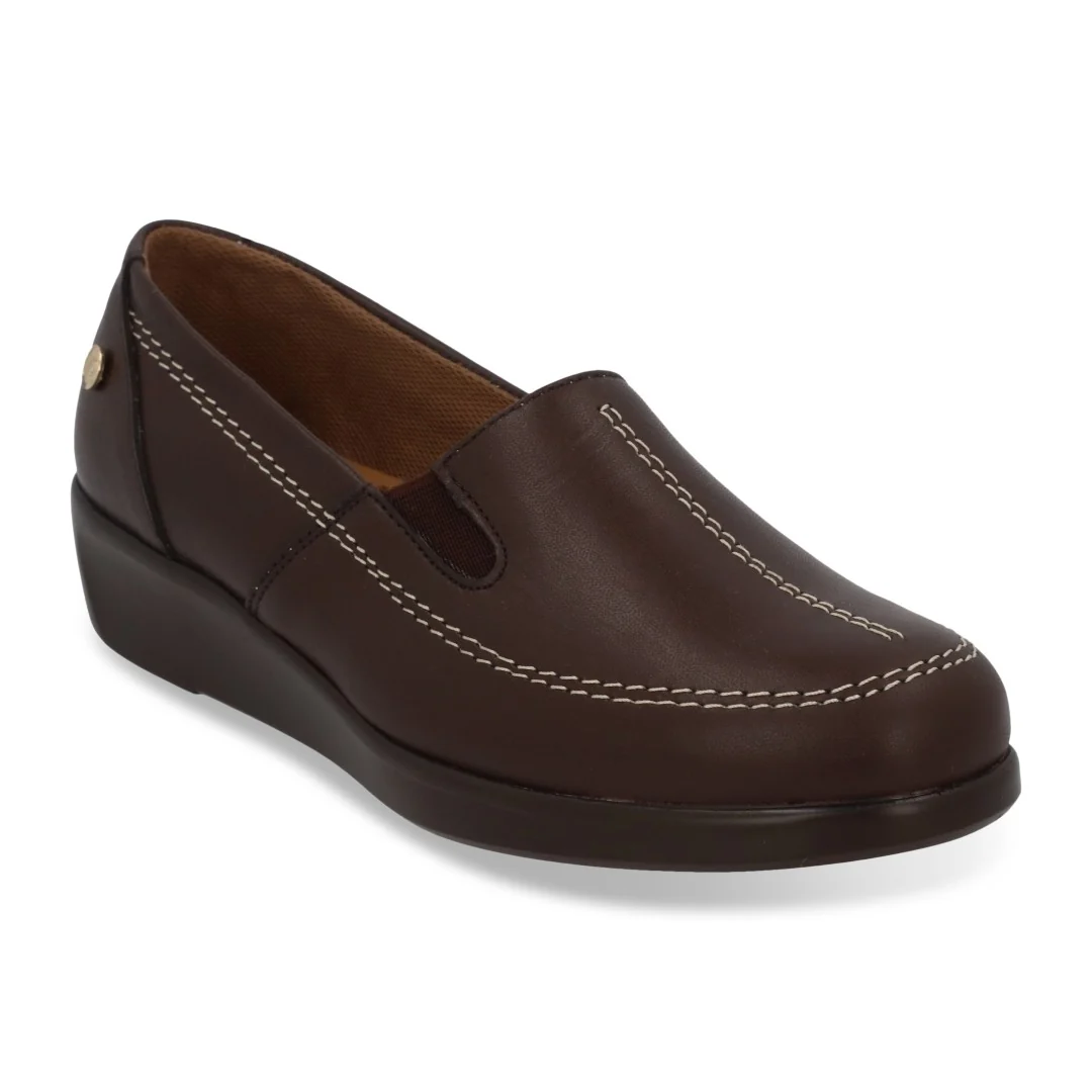 ZAPATO DE PISO MUJER CAFÉ DE PIEL 74326