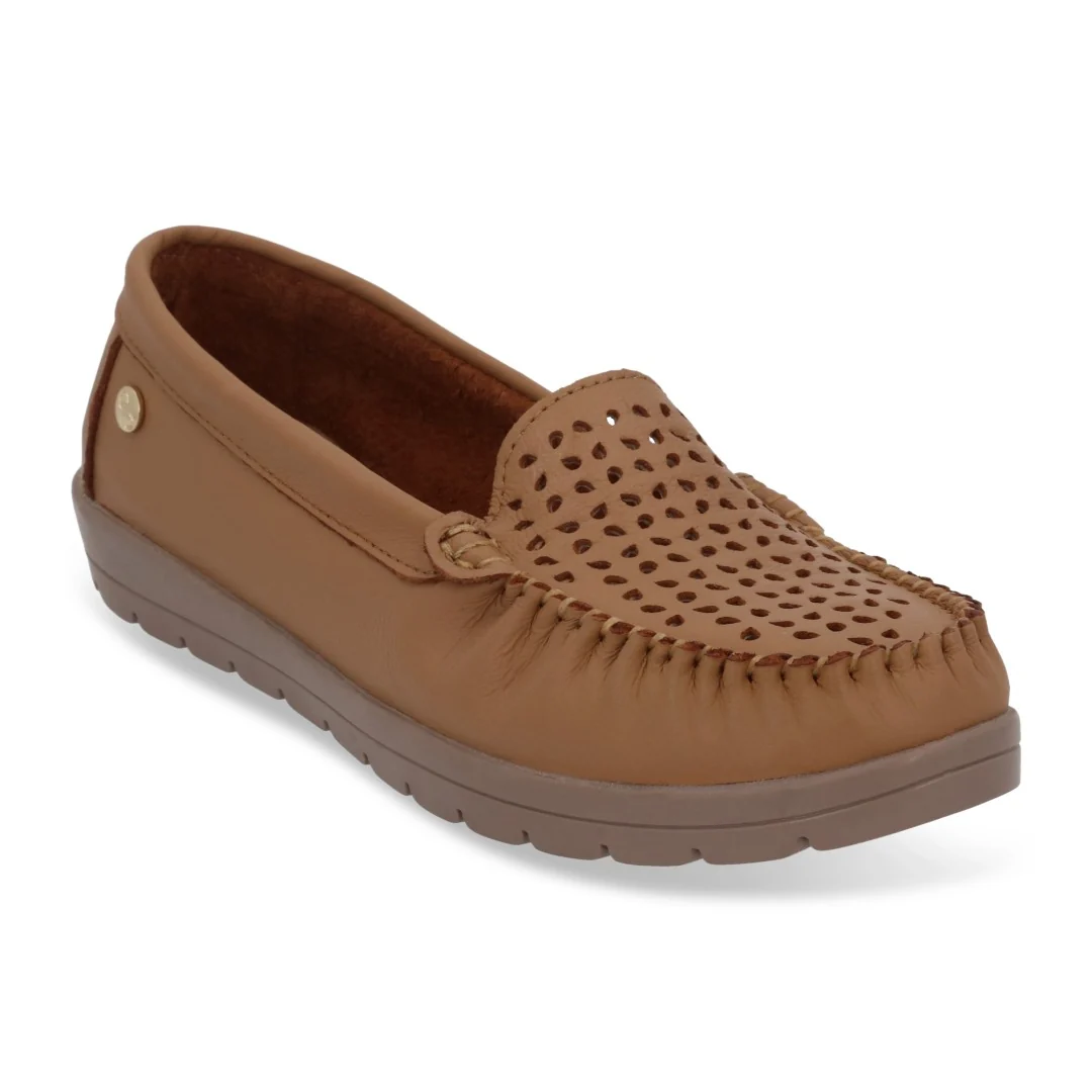 ZAPATO DE PISO MUJER CORTE LÁSER MIEL 03690