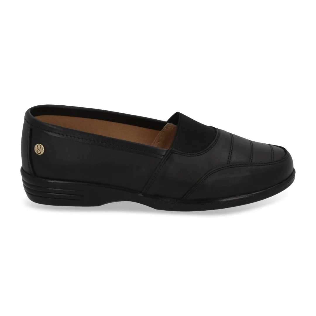 ZAPATO DE PISO MUJER NEGRO DE PIEL CON ELÁSTICO 26228 - Image 2