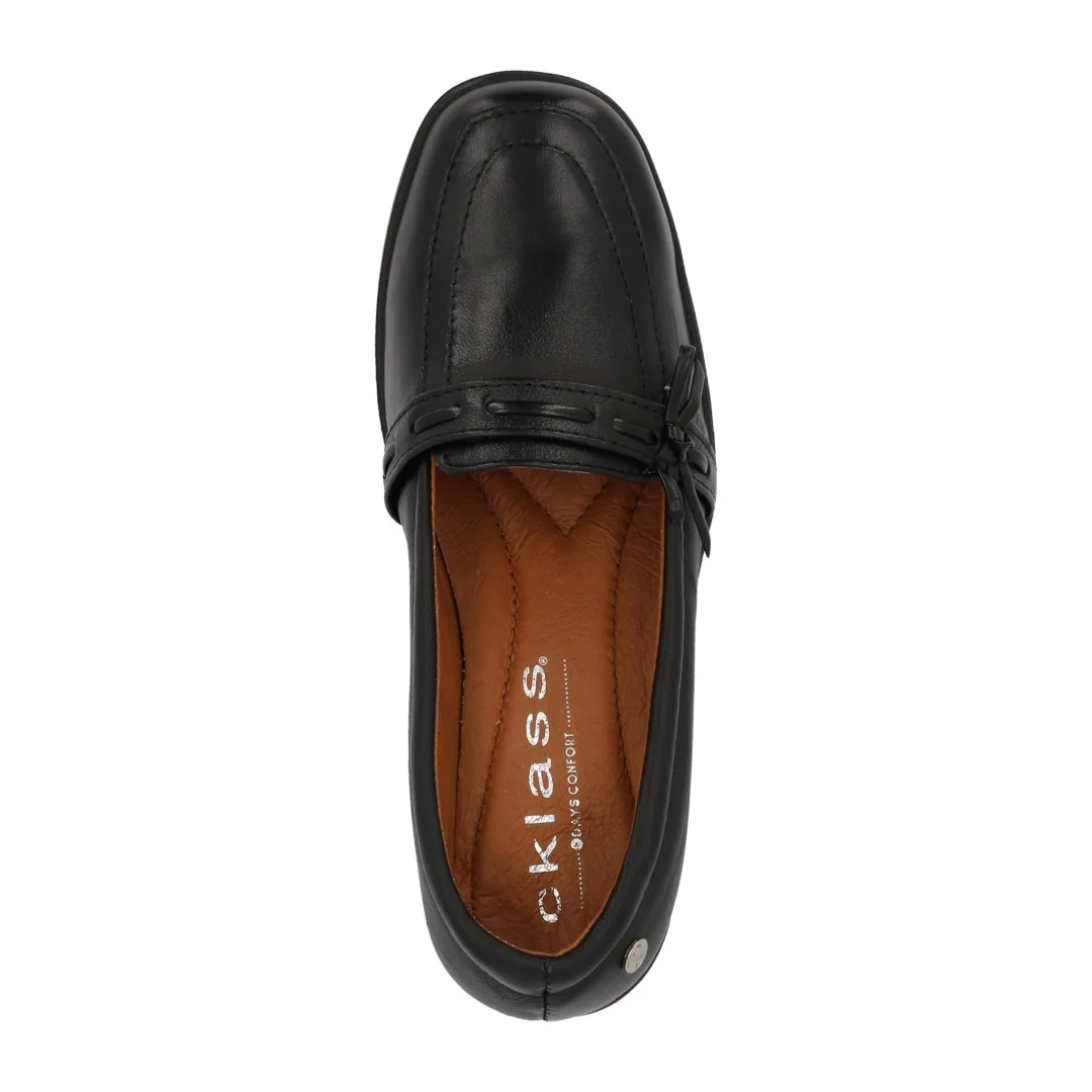 ZAPATO DE PISO MUJER NEGRO DE PIEL CON MOÑO 03547 - Image 5