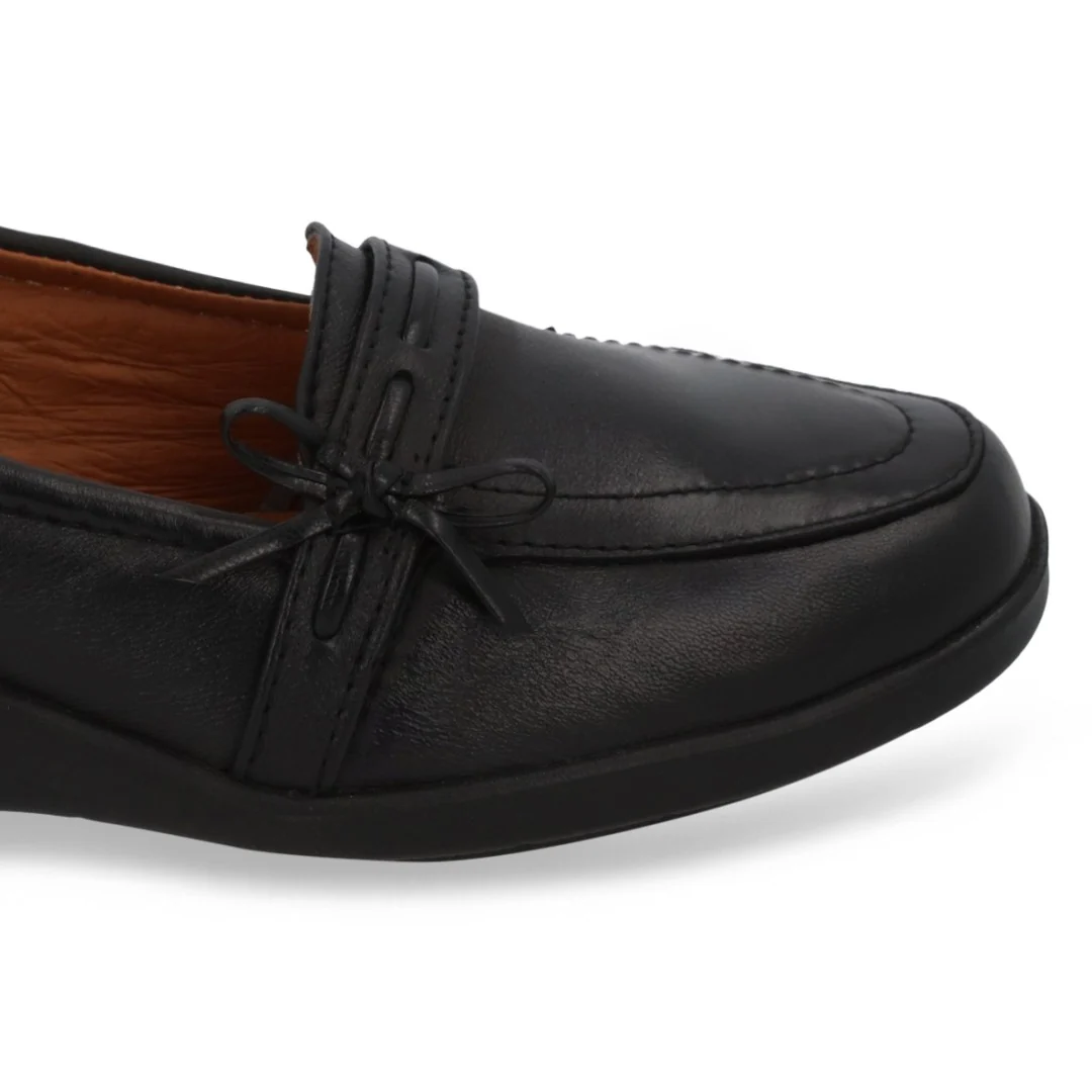 ZAPATO DE PISO MUJER NEGRO DE PIEL CON MOÑO 03547 - Image 6