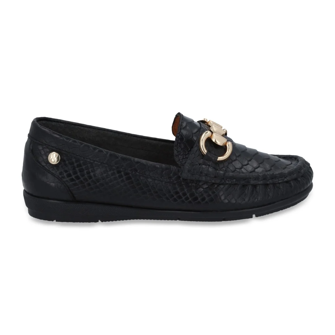 ZAPATO DE PISO NEGRO DE PIEL CON HERRAJE 04145 - Image 2