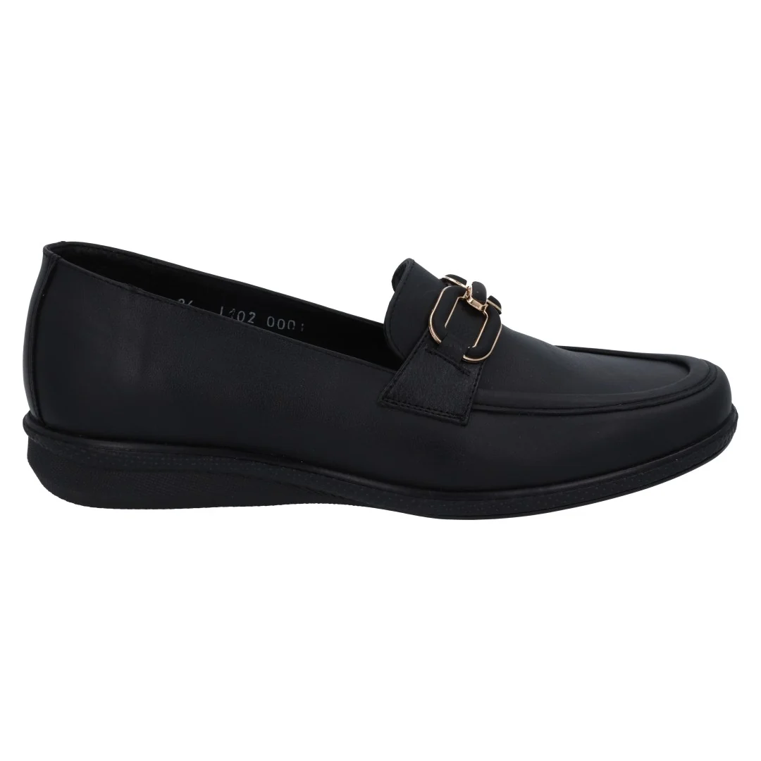 ZAPATO DE PISO NEGRO DE PIEL CON HERRAJE 08406 - Image 2