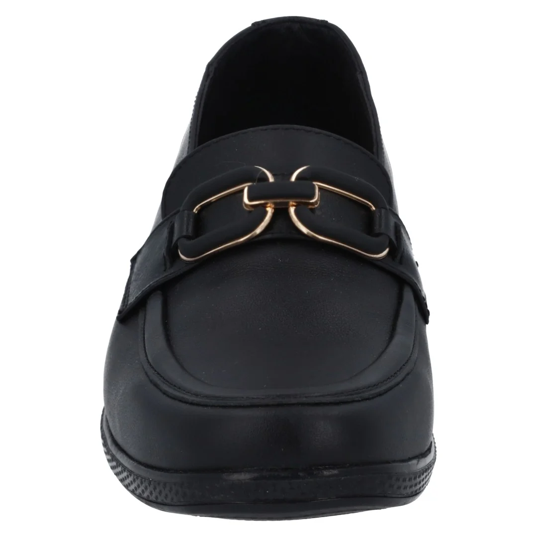 ZAPATO DE PISO NEGRO DE PIEL CON HERRAJE 08406 - Image 3