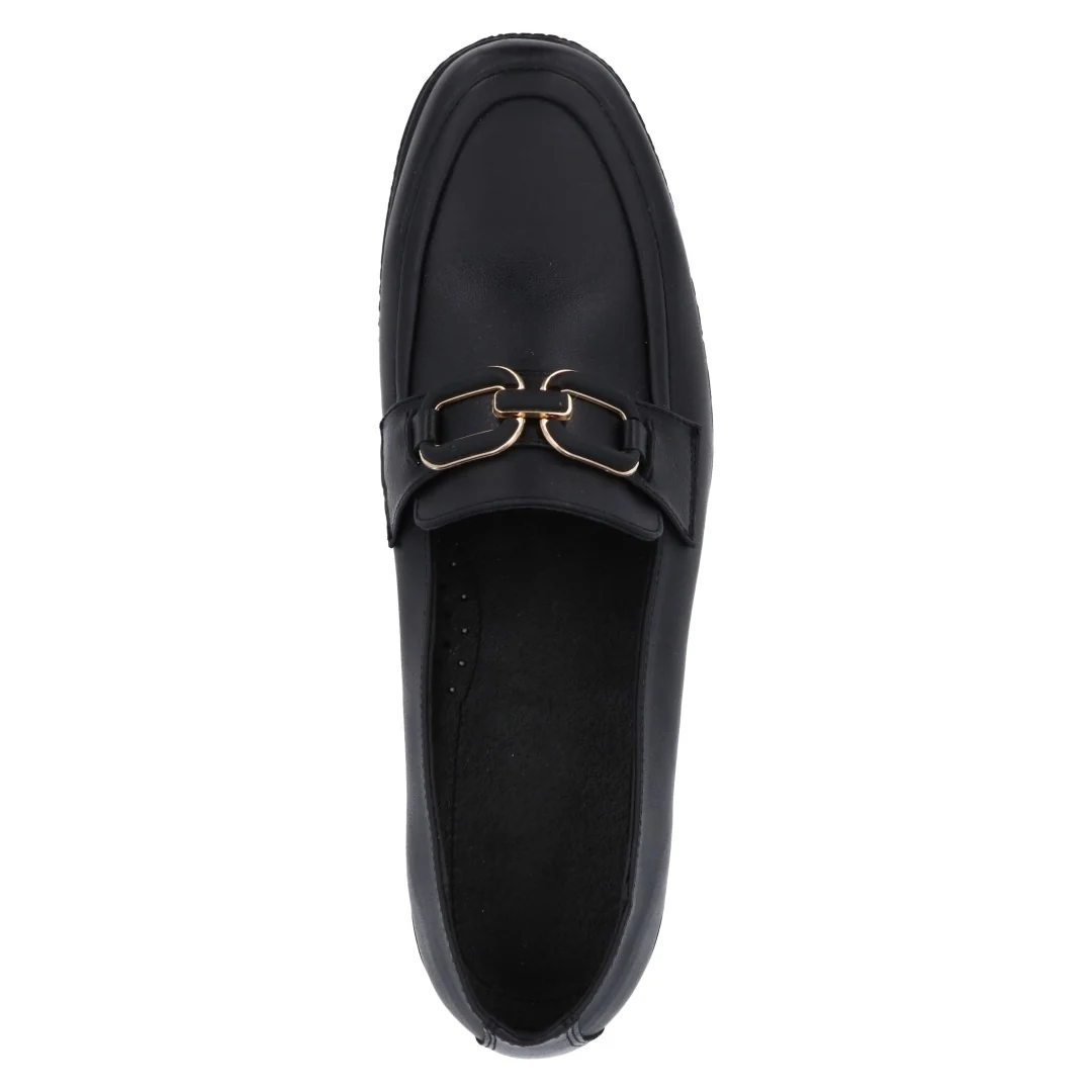 ZAPATO DE PISO NEGRO DE PIEL CON HERRAJE 08406 - Image 5