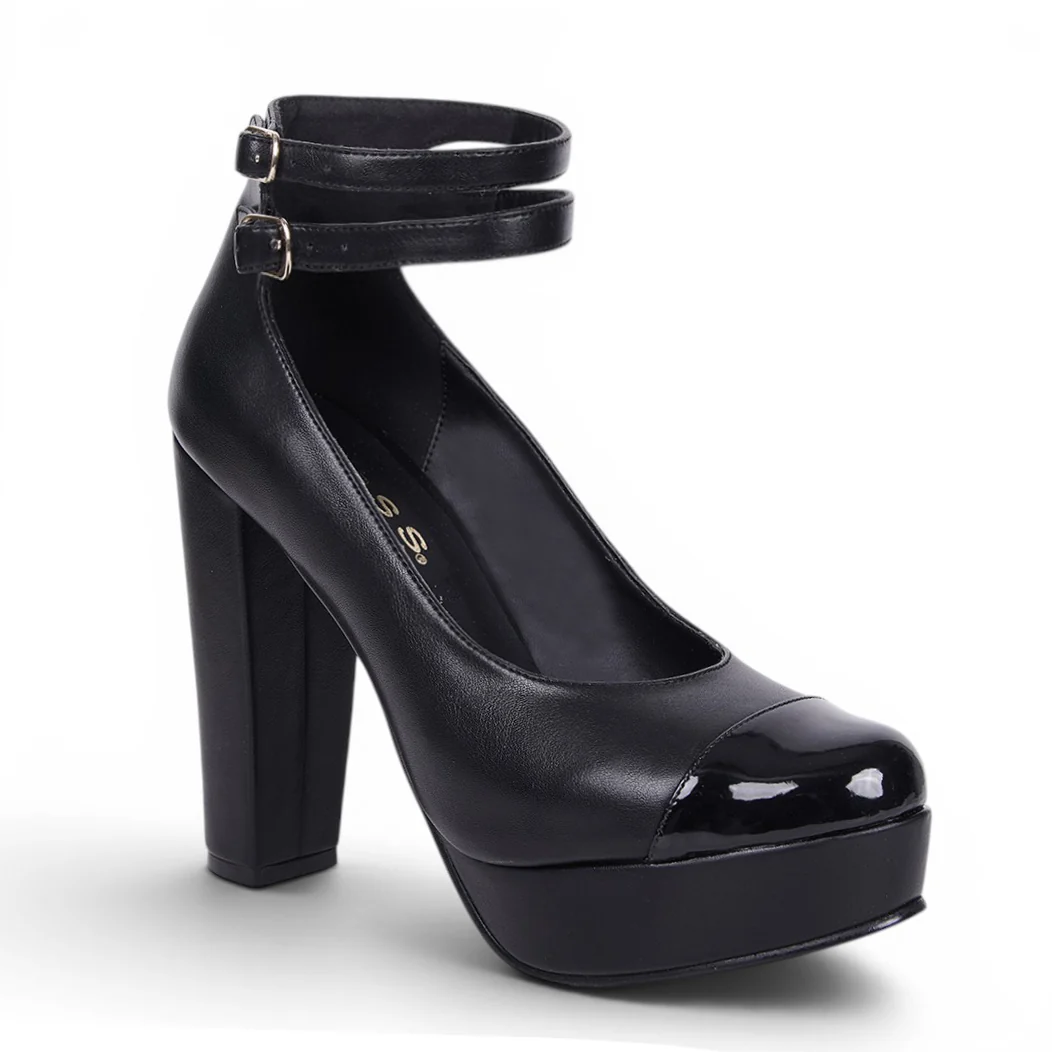 ZAPATO DE TACÓN DOBLE PULSERA NEGRO 03291