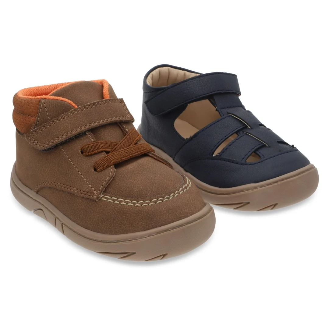 ZAPATO PRIMEROS PASOS CAFÉ Y MARINO DUO 708